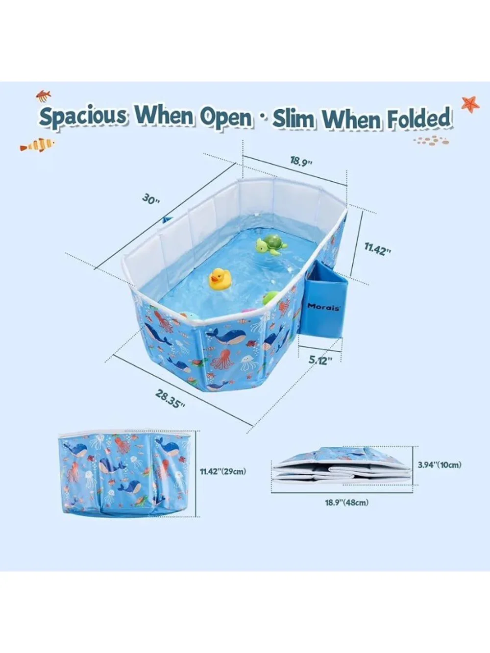 Baby Bathtub Collapsible & Portable, Foldable Toddler Bath Tub for Travel Home